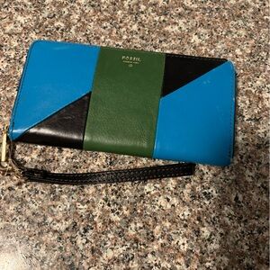 Fossil leather Colorblock Wristlet Wallet